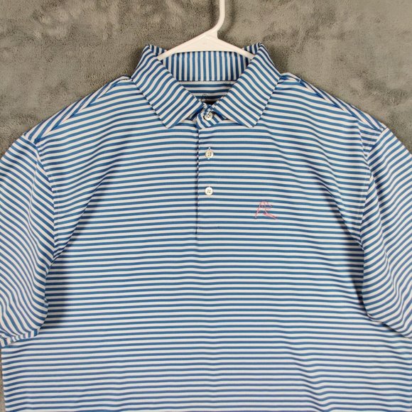 Rhoback Polo Shirt Adult Large Blue White Casual Performance Golf Golfer Men - Picture 3 of 8
